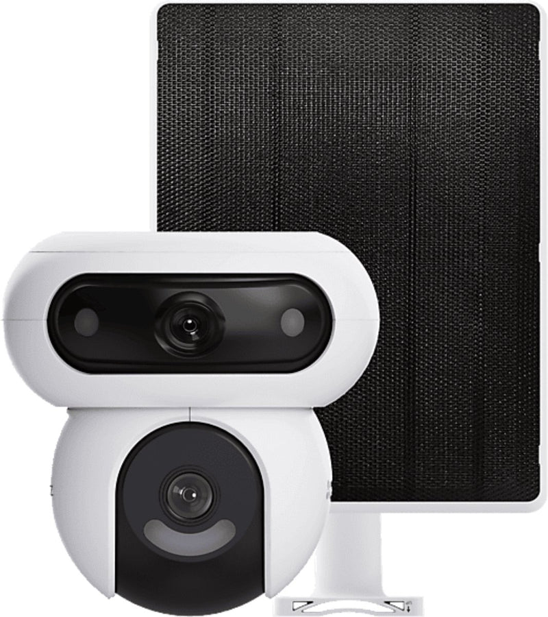 Ezviz hb90+8w zonnepaneel 4mp+4mp dubbele lenzen 360° beveiligingscamera voor buiten wifi draadloos met 10400mah batterij, altijd-aan videomodus, personen- voertuigdetectie, automatische volgfunctie - geen maandkosten