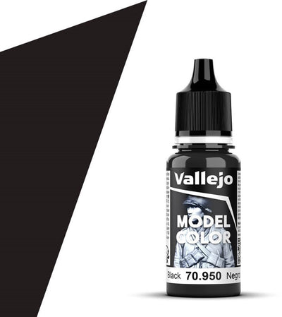 Vallejo hobbyverf acrylverf - 70950 model color black - acryl verf flesje - 18 ml