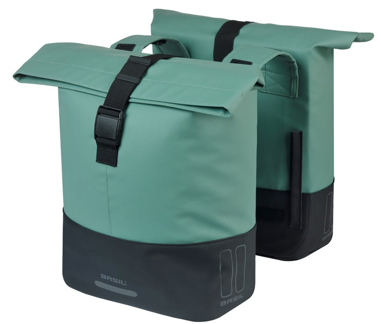 Basil dubbele fietstas cove 28-32l 14 x 29 x 36 cm - groen zwart
