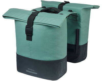 Basil dubbele fietstas cove mik 28-32l 14 x 29 x 36 cm - groen zwart