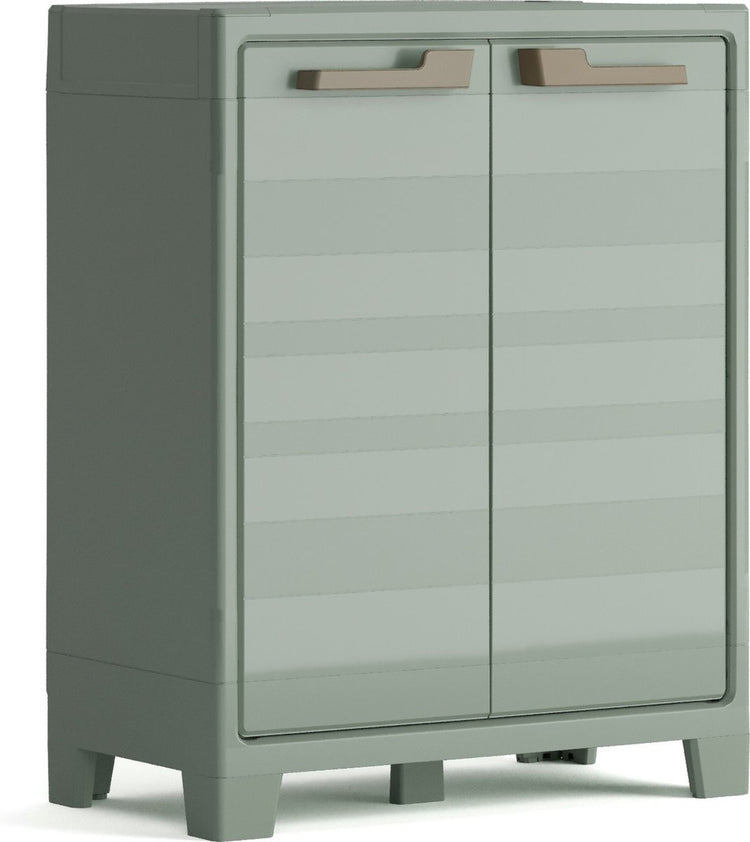 Keter planet outdoor opbergkast laag - 1 plank - 44x80x100cm - lichtgrijs zwart