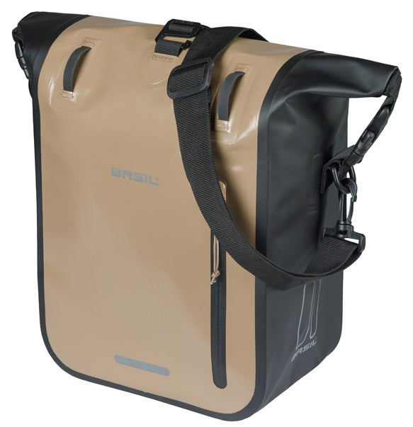 Basil enkele fietstas rivo m tarpaulin mik 12-15l 14 x 25 x 38 cm - zand zwart