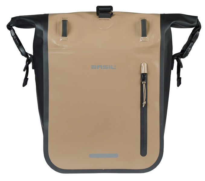 Basil enkele fietstas rivo m tarpaulin mik 12-15l 14 x 25 x 38 cm - zand zwart