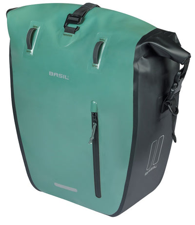 Basil enkele fietstas rivo l tarppaulin mik 25-31l 14 x 28 x 43 cm - groen zwart
