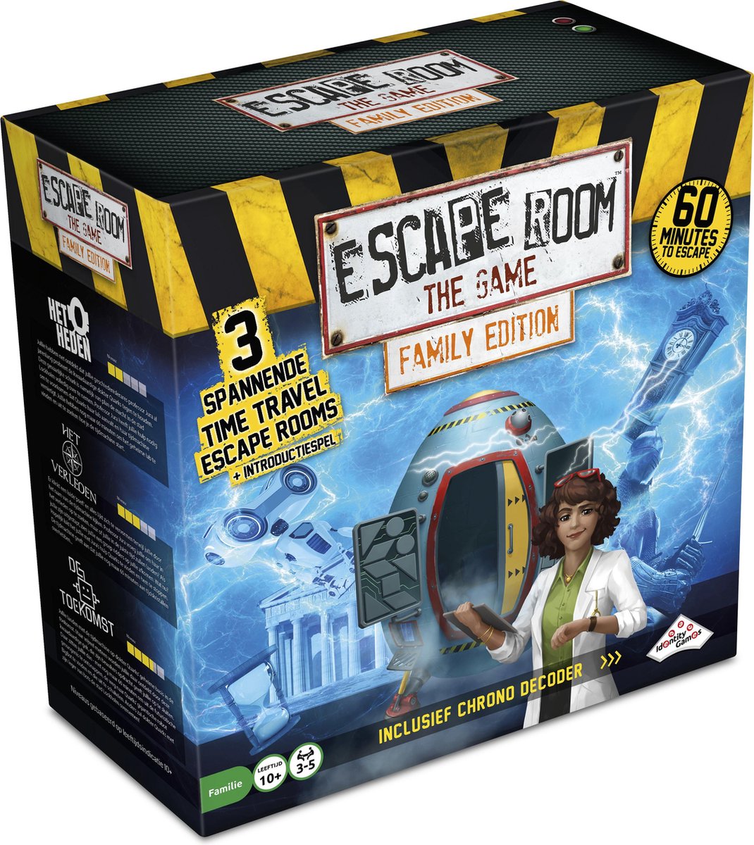 Identity games escape room the game time travel - familie editie - breinbreker - 3 spannende avonturen voor het hele gezin