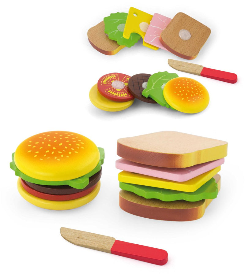 Viga new classic toys toys - speelgoedeten en -drinken - sandwich en hamburget set