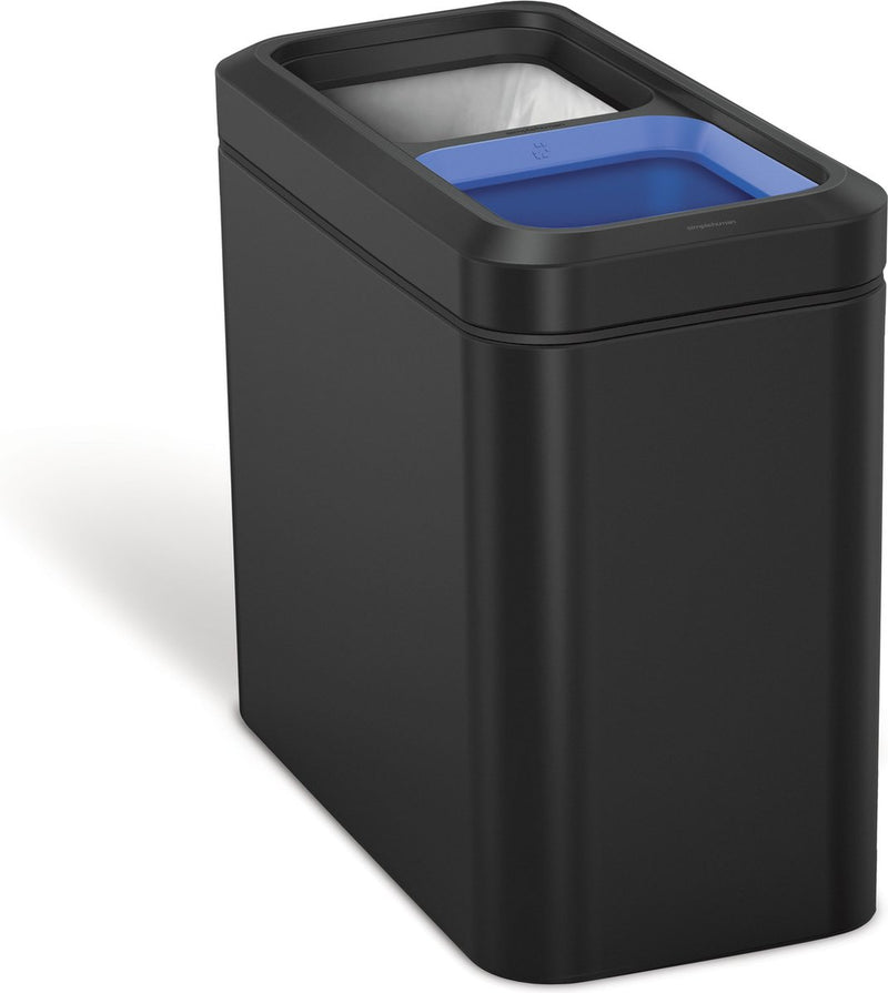 Simplehuman slanke open recyclebak - 20 liter (10 10) - zwart - roestvrij staal