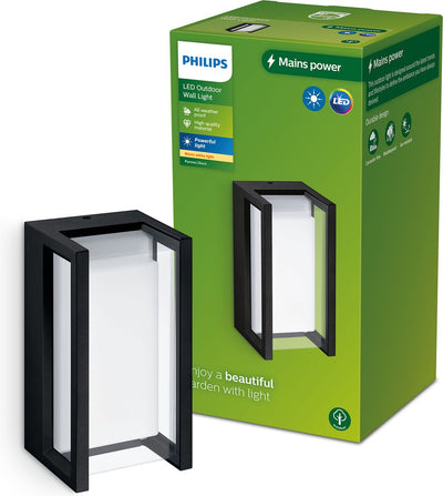 Philips led philips pyrona wandlamp - zwart - geïntegreerde led