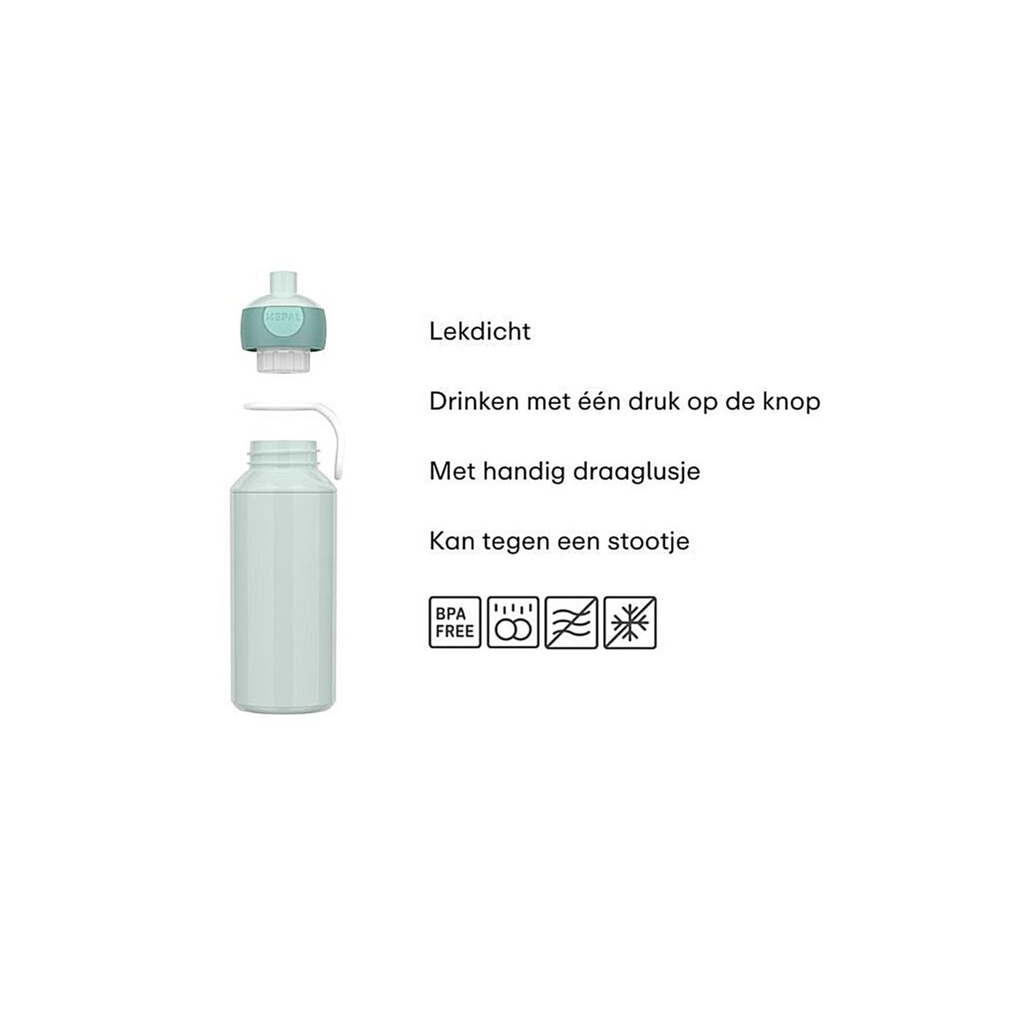 Mepal pop-up drinkfles campus - 400 ml - sluit goed af - drinkbeker voor kinderen - food fest