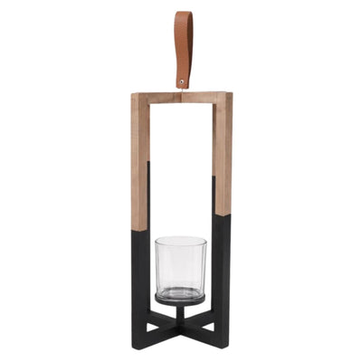 Senza kandelaar hout zwart naturel 40cm