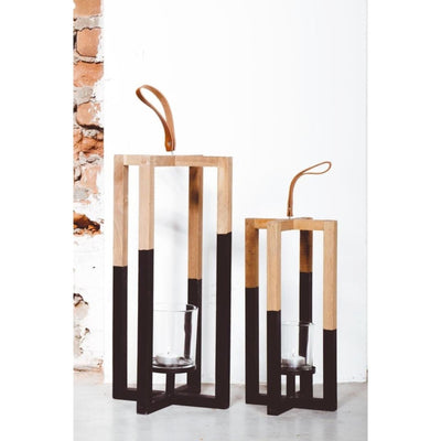 Senza kandelaar hout zwart naturel 40cm