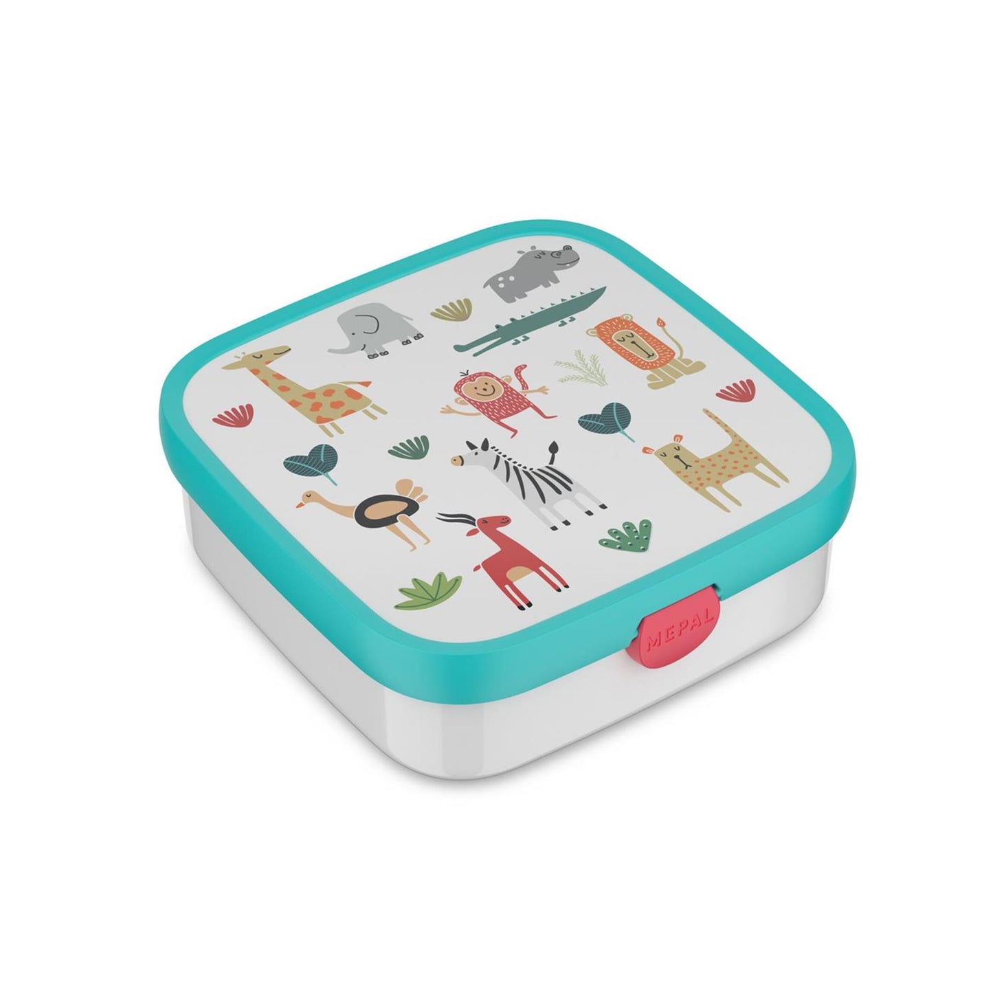 Mepal bento lunchbox groot campus - 1.25 l - inclusief 2 uitneembare lekdichte bentobakjes vorkje - animal friends