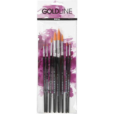 Creativ company gold line acryl penselen rond set 8 stuks