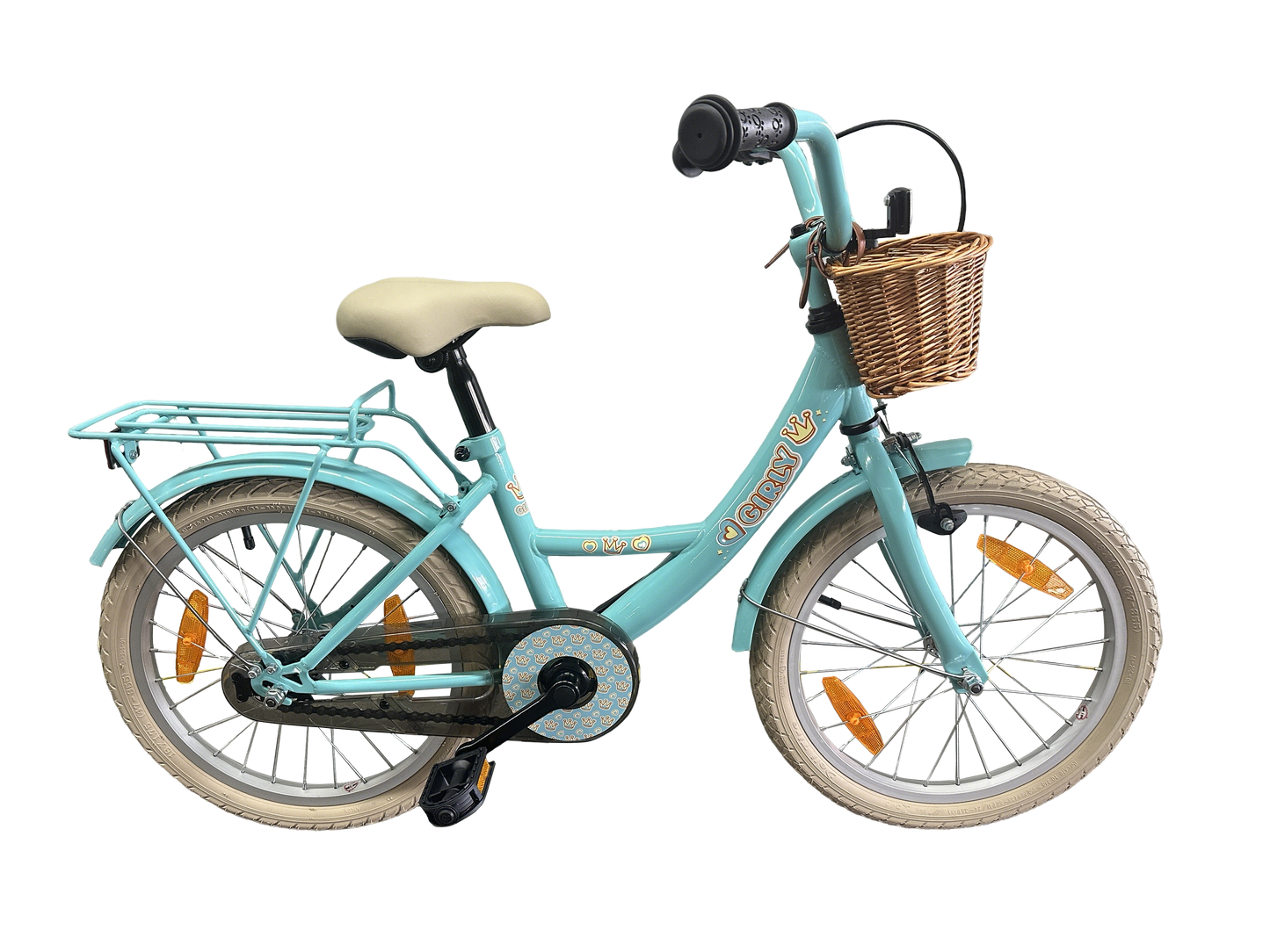 Bikefun kinderfiets girly 18 inch - met mandje en remnaaf - blauw