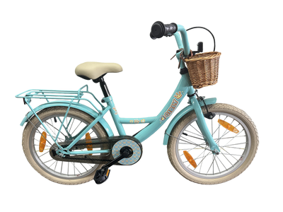 Bikefun kinderfiets girly 18 inch - met mandje en remnaaf - blauw