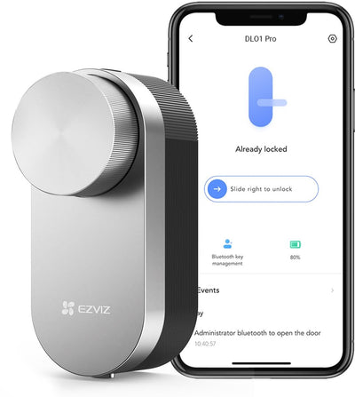 Ezviz dl01 pro - slim deurslot - bluetooth - sleutelloze toegang - automatische vergrendeling - bediening via app - geschikt voor gateway - zilver
