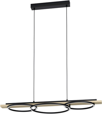 Eglo boyal hanglamp - led - 40cm - hout - zwart bruin