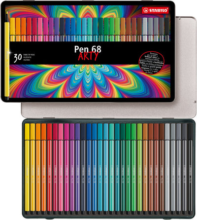 Stabilo pen 68 - viltstift - metalen doos met 30 stuks