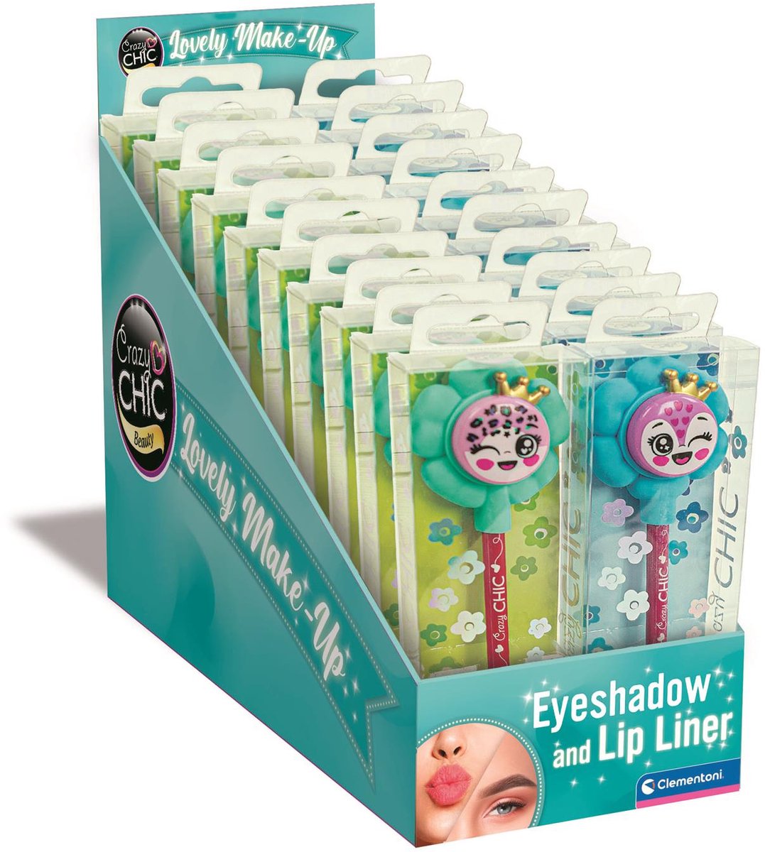 Clementoni crazy chic oogschaduw en lipliner bloem - turquoise blauw