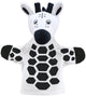 The puppet company handpop giraffe zwart-wit voor baby's en peuters.