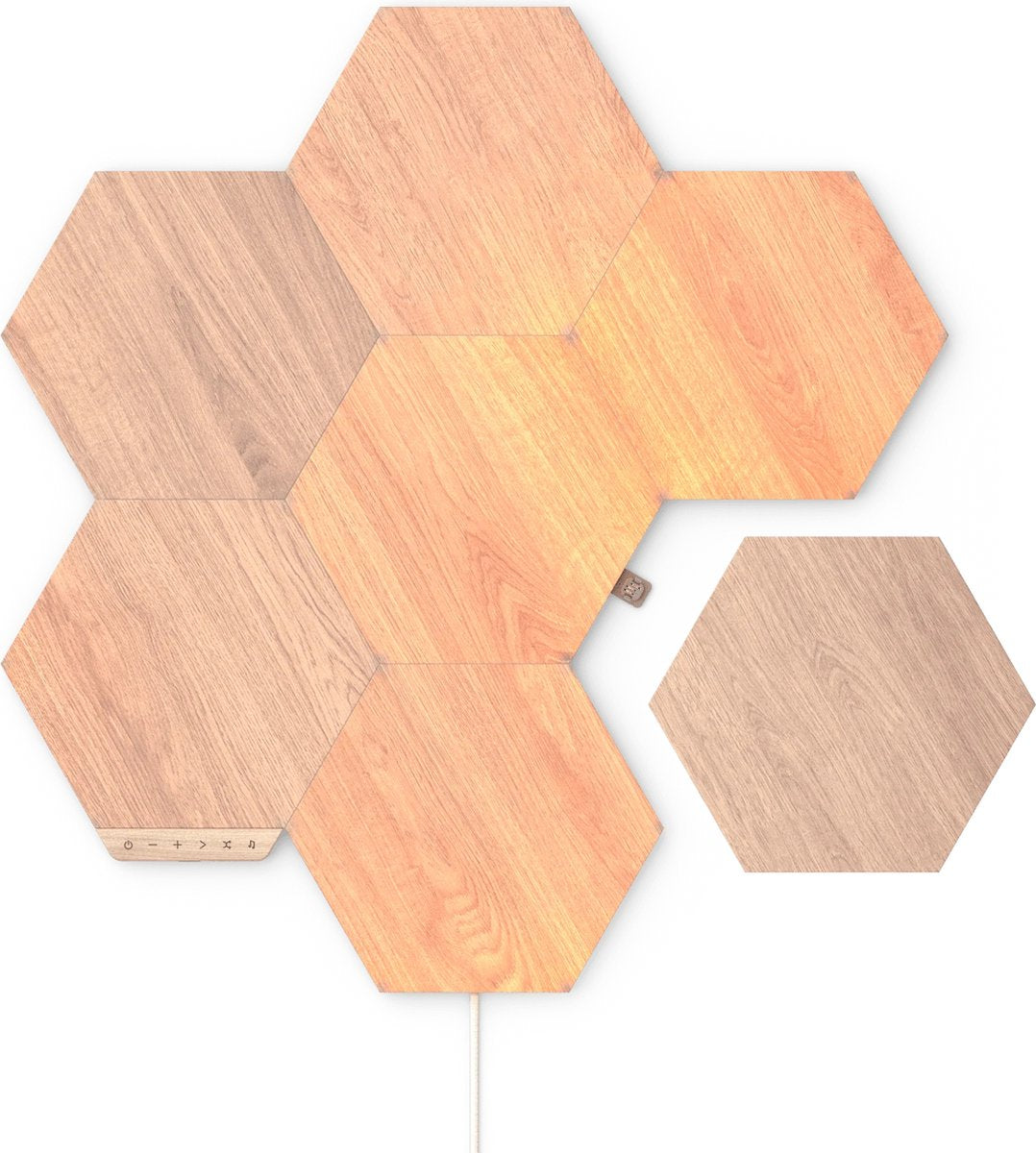 Nanoleaf elements hexagons starter kit - slimme verlichting - 7 led panelen - houteffect - google