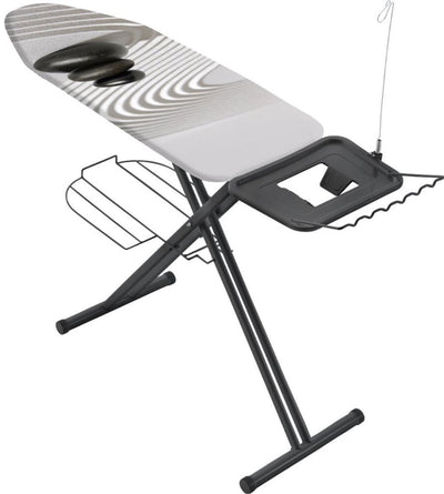 Metaltex - strijkplank avior - strijktafel - strijkoppervlakte 125 x 45 cm - extra breed strijkoppervlakte en snoergeleider - matzwart - linnenrek - kledinghangerrek - zen grey