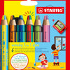 Stabilo woody 3 in 1 duo - multi talent kleurpotloden - etui met 6 kleuren puntenslijper