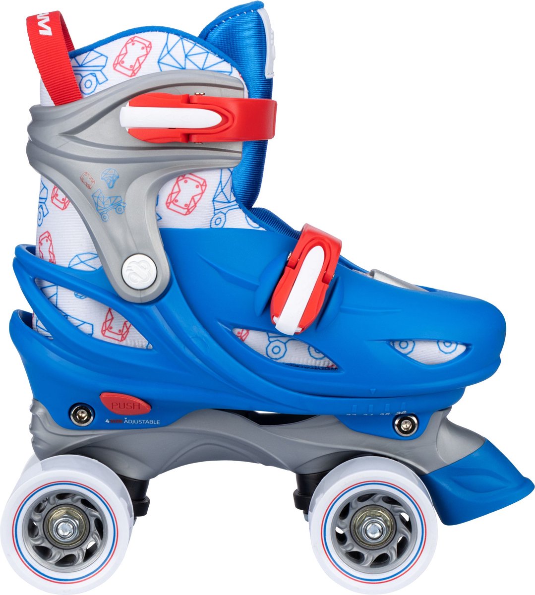 Nijdam rolschaatsen verstelbaar - geo metricker - blauw - maat 25-28