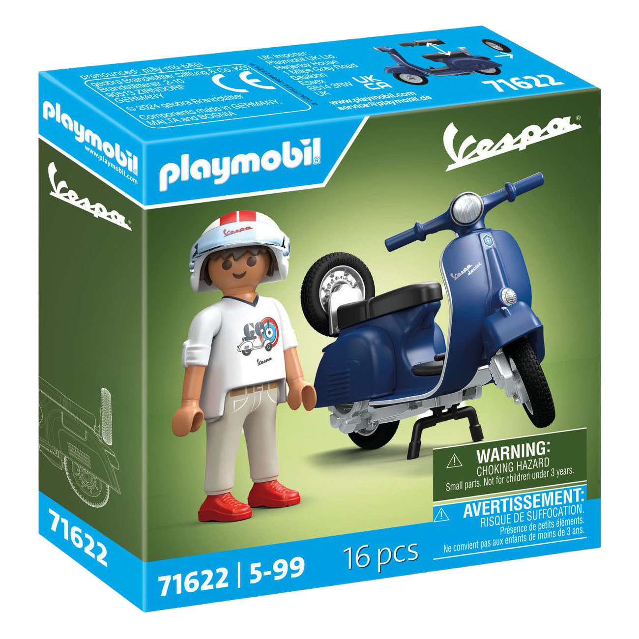 Playmobil 1969 vespa 150 sprint veloce blauw - 71623