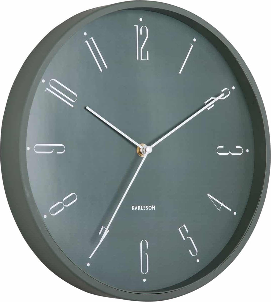 Karlsson wandklok regal numbers - groen - ø30cm - wandklok scandinavisch