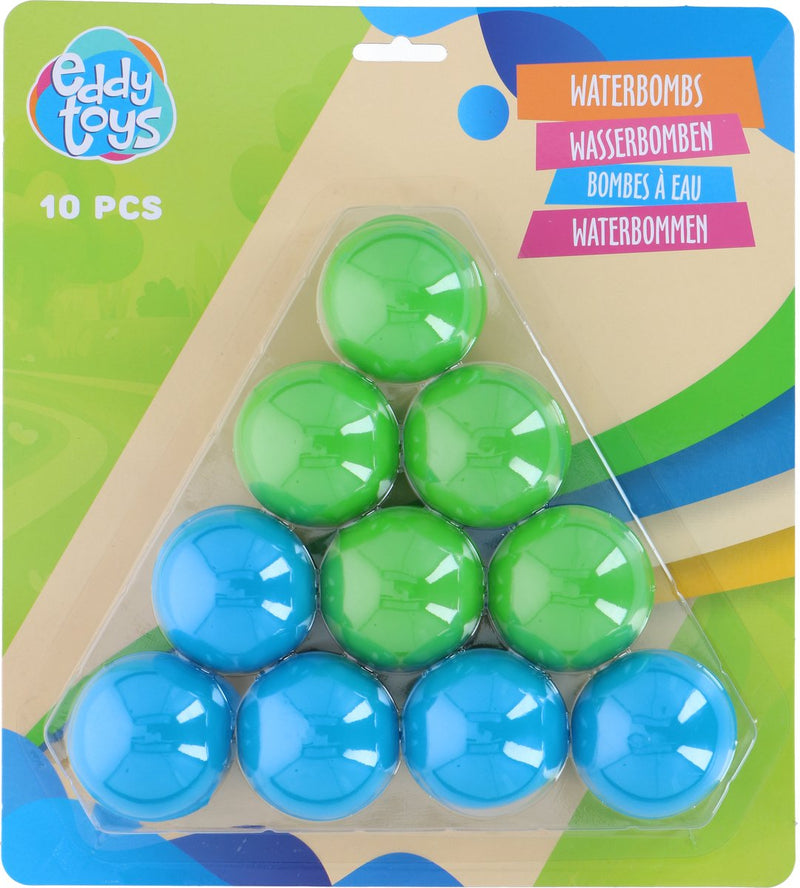Eddy toys waterbommen 10 stuks – herbruikbare waterbommen voor buitenspelen – waterbommen groen en blauw – eenvoudig te vullen met water – speelgoed voor buiten