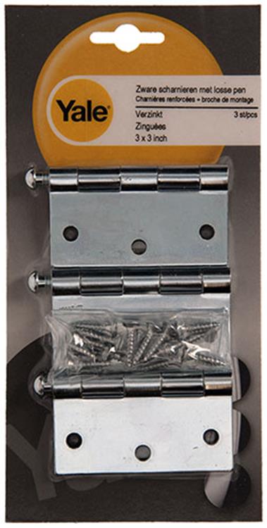 Yale 1019130 - 3 zware scharnieren losse pen verzinkt 3x3 inch | 5 stuks