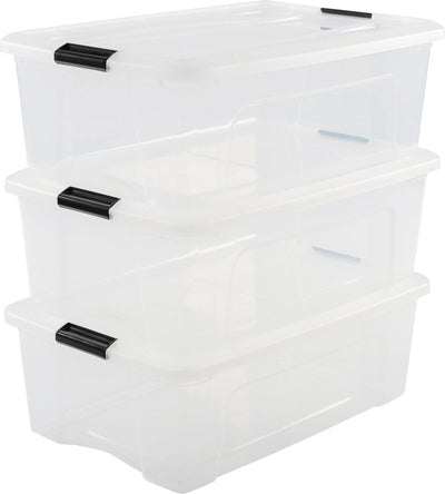 Iris topbox opbergbox - 30l - kunststof - transparant - set van 3