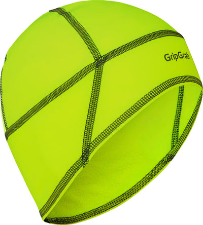 Gripgrab - thermo lente herfst helmmuts skull cap fietsen - geel hi-vis - unisex - maat l