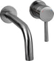 Differnz muurkraan gun metal - inbouw wastafelkraan - mengkraan koud en warm - hendel rechts