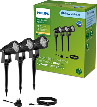 Philips led philips gardenlink caper 24v sokkellamp met spies - zwart - set van 3