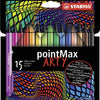 Stabilo pointmax - hardtip fineliner 0,8 mm - arty etui met 15 kleuren