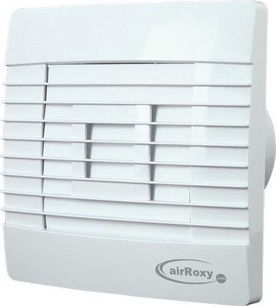 Air roxy badkamerventilator met automatische sluitklep vochtsensor en timer 100 mm wit - prestige 100zghs