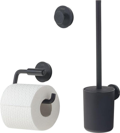 Tiger urban toiletaccessoireset - toiletborstel met houder - toiletrolhouder zonder klep - handdoekhaak – zwart