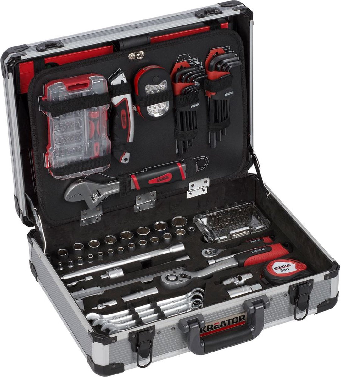 Kreator krt951013 gereedschapskoffer - 180-delig - aluminium koffer