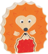 Goki puzzel: egel 10x2,1x11cm, stand-up puzzel, 2-delig, hout, 1+ - afbeelding 1