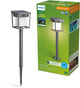 Philips led philips blaise sokkellamp - ultraefficient led - solar buitenlamp - warm, helder licht 3000k - antraciet - rechthoekig ontwerp - bewegingssensor - zonne-energie - auto-linkable