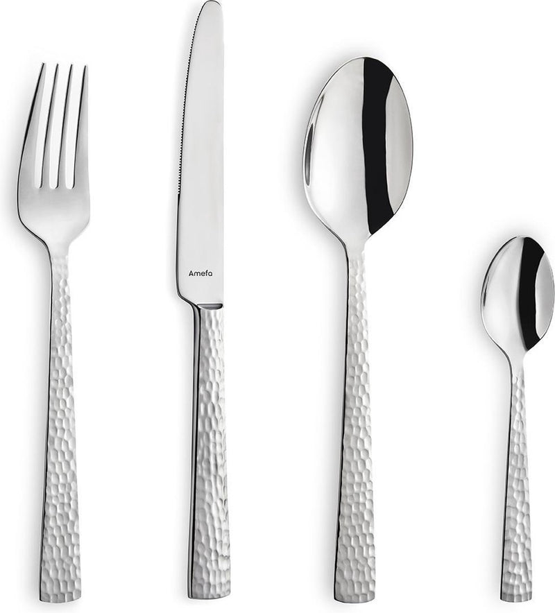 Amefa felicity – 24-delige bestekset – 6 personen – 18 0 chroomstaal – hoogglans – gehamerde afwerking – cadeauverpakking