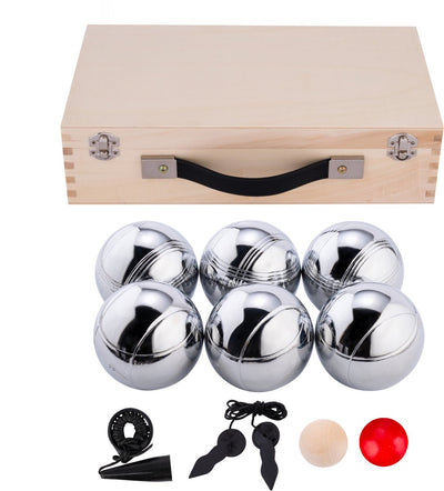 Engelhart metalen jeu de boules - 6 ballen in houten kist - luxe set - pétanque - boules - metalen ballen - geschikt voor elke jeu de boules baan - longfield
