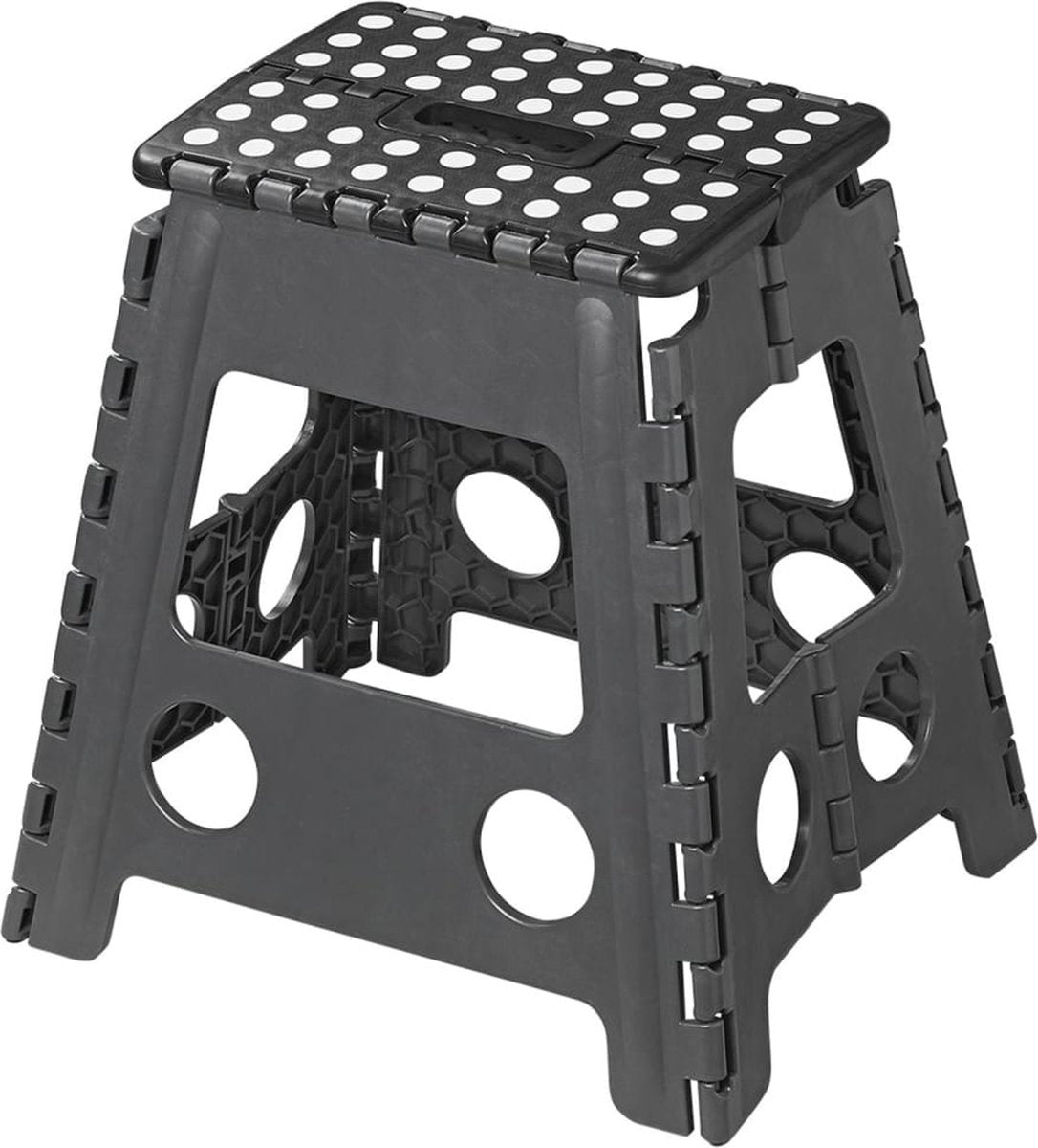opvouwbaar opstapje zwart grijs 29 x 21,5 x 39,5 cm
