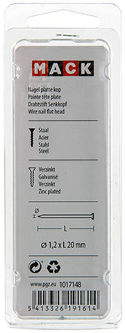 Mack 1017148 - nagel platte kop staal verzinkt 100 gr 1,2 x 20 mm | 5 stuks - afbeelding 2