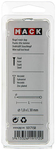 Mack 1017158 - nagel ronde kop staal verzinkt100 gr 1,8 x 30 mm | 5 stuks - afbeelding 3