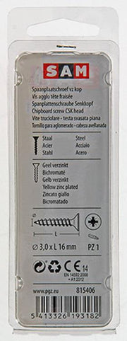 Mack 1017216 - spaanplaatschroef vz kop geelverz.50 st 3,0 x 16 mm | 10 stuks - afbeelding 2