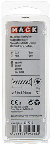 Mack 1017216 - spaanplaatschroef vz kop geelverz.50 st 3,0 x 16 mm | 10 stuks - afbeelding 3
