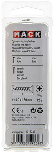 Mack 1017237 - spaanplaatschroef vz kop geelverz.15 st 4,0 x 50 mm | 10 stuks - afbeelding 2